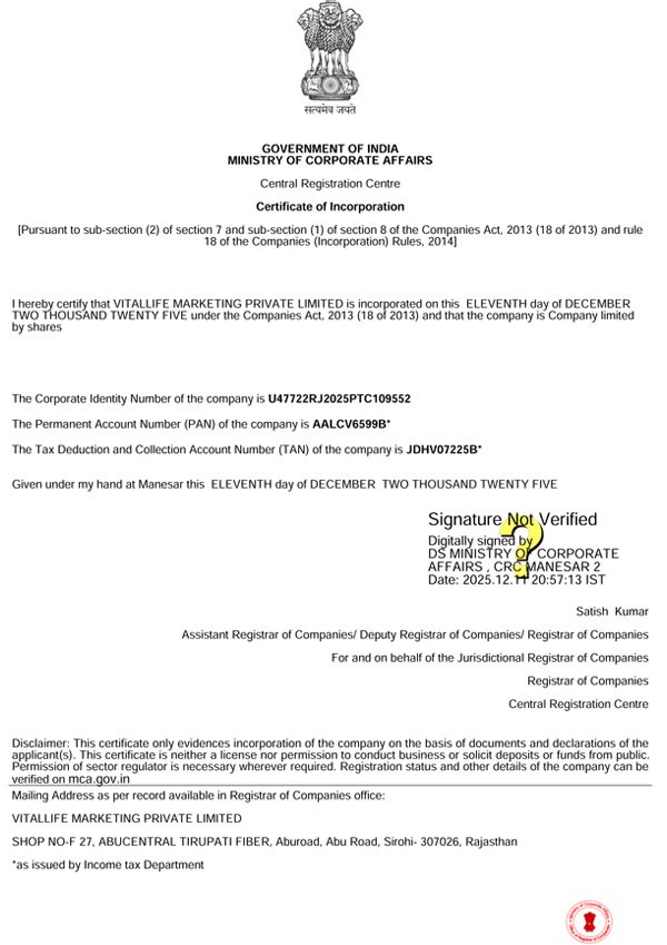 Certificate of Incorporation